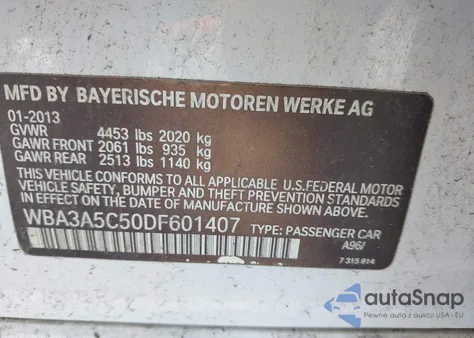 2013 BMW 328I from USA, damaged, VIN WBA3A5C50DF601407